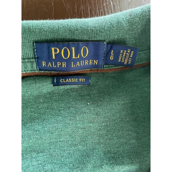 Polo Ralph Lauren Polo Shirt Men Large Green Classic Fit Pony Preppy Collared - Picture 5 of 5